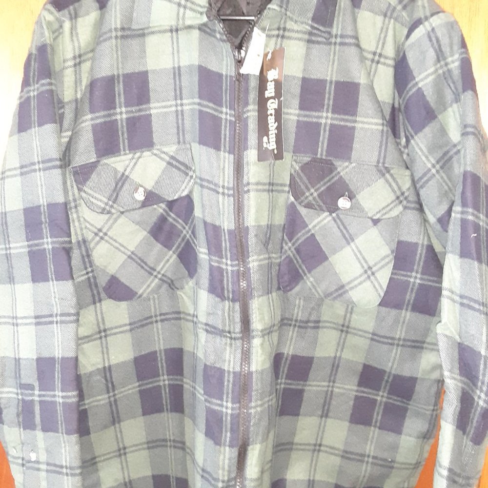 NWT Vintage Bay Trading Flannel Shirt Jacket Size L Similar to Dickies Flannel